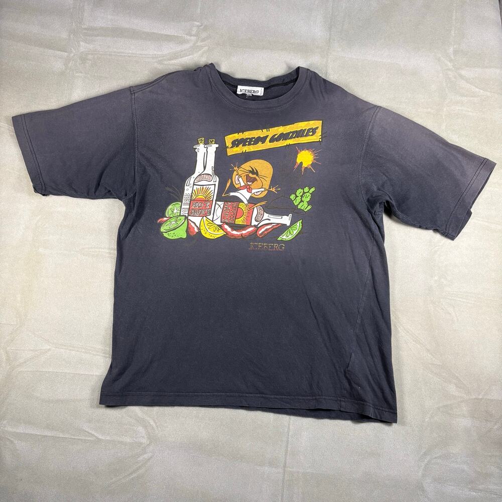 Vintage‎ Iceberg Speedy Gonzales Graphic T Shirt XXL Gray Cartoon Made In Italy